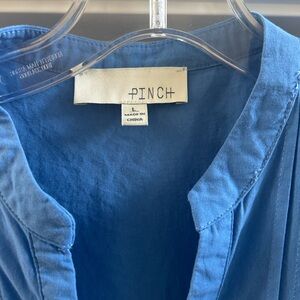 Blue Midi dress.  Belted with pockets Lg